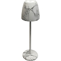Batteri bordlampe TAVOLA PREMIUM med USB tilslutning, med touch-d�mper, magnetisk montering IP54, marmor, hvid d�mpbar