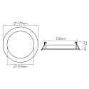 nobil� Indbygget downlight LED PANEL FLAT 170 R SCCT MP rund, CCT Switch, omskiftelig, multipower IP44, hvid 