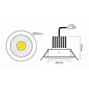 Recessed LED spot DOWNLIGHT A 5068 S IP44, COB, � 8cm, 12W 3000K 1000lm 38�, CRi>90, matt chrome