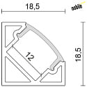 nobil Aluminum Corner Profile 2 OP, 200cm, for LED Strips up to 12 mm, white matt