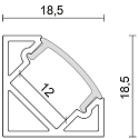 nobil� Aluminium Hj�rne Profil 2 OP, 200cm, til LED Strips op til 1.2cm bredde, hvid mat