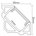 nobil� Aluminium Hj�rne Profil 3 OP, 200cm, til LED Strips op til 1.4cm bredde