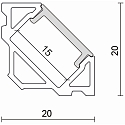 nobil� Aluminium Hj�rne Profil 3 OP, 200cm, til LED Strips op til 1.4cm bredde, hvid mat