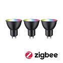 Paulmann WIFI LED Smart lyskilde RGBW s�t med 3, ZigBee styrbar GU10 4,8W 350lm 2200-6500K 38� CRI 80-89 d�mpbar