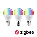 Paulmann WIFI LED Smart lyskilde RGBW s�t med 3, ZigBee styrbar E14 5W 470lm 2200-6500K CRI 80-89 d�mpbar