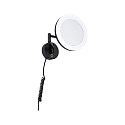 Paulmann mirror with lighting MASUA IP44 - 3X ZOOM 3-fold, round, with flex arm, CCT Switch, tiltable IP44 / IP20, black matt 