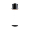 Paulmann Batteri bordlampe GILO IP44, sort mat d�mpbar