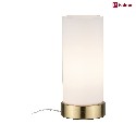 Paulmann table lamp PINJA cylindrical, with switch E14, brushed brass, opal white dimmable