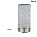 Paulmann table lamp PIA cylindrical, with switch E14, brushed iron, white dimmable