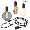 Paulmann pendant luminaire NEORDIC TILLA with switch, with plug E27 IP20, graphite black dimmable