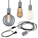 Paulmann Pendel NEORDIC TILLA med afbryder, med stik E27 IP20, aluminium, gr� d�mpbar