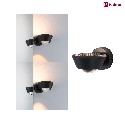 Paulmann wall luminaire SABIK LED up / down, rotatable, with lens optics IP44, black dimmable