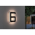 Paulmann solar house number light with accumulator, indirect IP44, black, white matt 