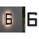 Paulmann solar house number light with accumulator, indirect IP44, black, white matt 