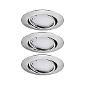 Paulmann Indbygningslampe BASE COIN LED svingbar, s�t med 3, ZigBee styrbar LED IP20, jern b�rstet d�mpbar 5W 430lm 3000K CRI 80-89