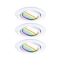 Indbygningslampe BASE COIN LED svingbar, s�t med 3, RGBW, ZigBee styrbar LED IP20