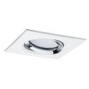 Paulmann Paulmann Indbygningslampe LED Nova, IP65, firkantet, hvid/chrom, s�t af 1 drejelig, 7W GU10