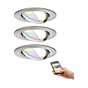 Paulmann Indbygningslampe NOVA PLUS COIN LED rund, svingbar, s�t med 3, RGBW, ZigBee styrbar IP23, jern b�rstet d�mpbar 7