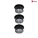 Paulmann recessed luminaire GIL COIN LED round, rigid, set of 3 IP44, brushed iron, black matt dimmable 470lm 2700K CRI >80