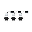Paulmann recessed luminaire GIL COIN LED round, rigid, set of 3 IP44, brushed iron, black matt dimmable 470lm 2700K CRI >80