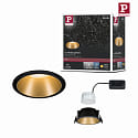 Paulmann Recessed spot LED COLE IP44, fixed, incl. LED COIN Module, 230V, 6.5W 2700K460lm 100, 3-step dimmable, black / gold matt