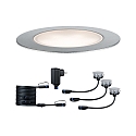 Paulmann Plug&Shine Gulvindbygningslampe s�t af 3 FLOOR ECO, IP65, 24V, 3x 1.3W 3000K 50lm 90�, d�mpbar, s�lv