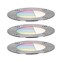 Paulmann Gulvindbygningslampe LED PLUG & SHINE ZIGBEE s�t med 3, RGBW, ZigBee styrbar IP65, sort, s�lv d�mpbar