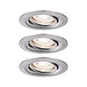 Set of 3 LED Recessed luminaire NOVA MINI with Module COIN, swivelling, iron brushed