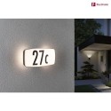 Paulmann illuminated house number SHEERA with motion detector, with brightness sensor IP44, black, white 