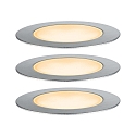 Gulvindbygningslampe FLOOR SET PLUG & SHINE s�t med 3, insektvenlig IP67, s�lv 