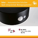 Solar v�glampe EILEEN PIR rund, med afbryder, med bev�gelsesdetektor IP44, sort 