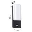 Udend�rs wall luminaire BONNIE PIR med sensor, insektvenlig, havluftbestandig IP44, antracit 