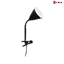 Paulmann clamp lamp VITRIS with switch, with flex arm E14 IP20, black dimmable