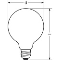 RADIUM Filament Globe lyskilde STAR GLOBE DIM G120/F G120 mat E27 11W 1521lm 2700K 330� CRI >80 d�mpbar
