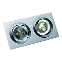 Indbygningslampe MELIMAR 2-fold, firkantet IP20, aluminium blankt