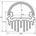 Rutec Projekt r�rprofil RPD21 / 2M, aluminium anodiseret