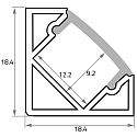 Rutec Projekt corner profile EP18/18, anodised aluminium
