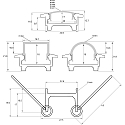 Rutec Projekt Profil i kraveform FLAT 23/12K - 2M flad, aluminium anodiseret