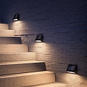 SIGOR genopladelig solcellelampe ECOSTEP WALL med sensor IP65, grafit gr�