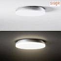 SIGOR LED Loftlampe CIRCEL, 22cm / hjde 5cm, IP44, 15W 3000K 1000lm, slv