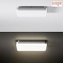 SIGOR LED Ceiling luminaire SQUARE, 26 x 26 x 4.3cm, with motion detector, IP20, 18W 3000K 1100lm, white matt / silver
