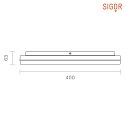 SIGOR LED Loftlampe SQUARE, 40 x 40 x 6.3cm, IP20, 38W 4000K 2800lm, hvid mat / slv