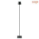 SIGOR battery floor lamp NUINDIE round IP54, night black dimmable
