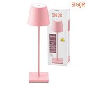 SIGOR battery table lamp NUINDIE round, CCT Switch IP54, soft pink dimmable