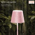 SIGOR battery table lamp NUINDIE round, CCT Switch IP54, soft pink dimmable