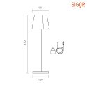 SIGOR battery table lamp NUINDIE square, CCT Switch, dimmable IP54, graphite grey dimmable