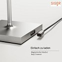 SIGOR battery table lamp NUINDIE round, CCT Switch IP54, silver anodised dimmable