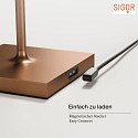 SIGOR battery table lamp NUINDIE round, CCT Switch IP54, bronze anodised dimmable