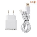 SIGOR Charging cable NUINDIE EASY-CONNECT, incl. power supply unit, 120cm, white