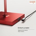 SIGOR battery table lamp NUINDIE round, CCT Switch IP54, cherry red anodised dimmable